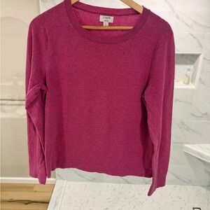 J. Crew Women's Fuchsia Long Sleeve Wool/Cotton Blend Sweater